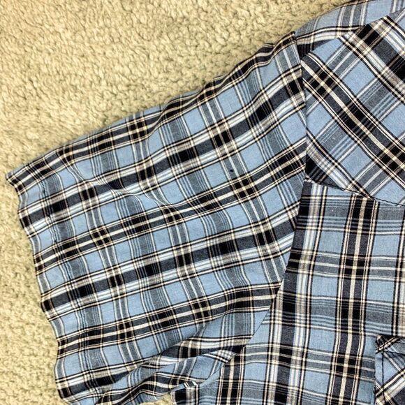 Rustler Western Shirt Mens Large X Long Tails Blue Plaid Pearl Snap Cowboy Ranch - Picture 3 of 11